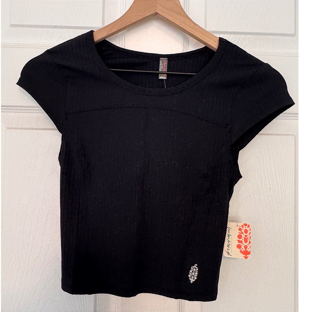 Free People x FP Movement Tempo Ribbed Baby Tee Crop Tee Yoga Athleisure Sport - Picture 3 of 10